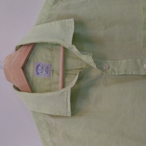 Brooks Brothers XL Slim Fit Pastel Green Irish Linen Shirt - Picture 4 of 11